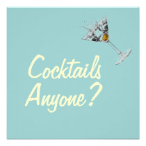 Cocktails Anyone Mod Custom Invitations invitations