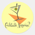 Cocktails Anyone? Round Stickers