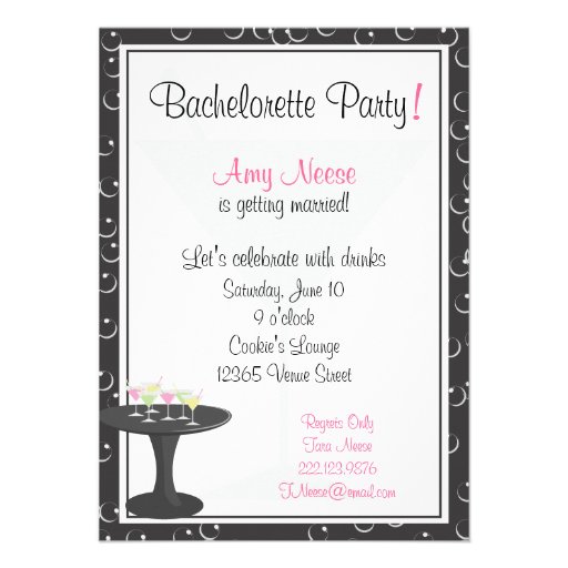 Cocktails & Bubbles Bachelorette Party Personalized Invites