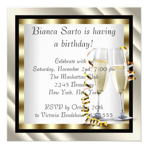 Cocktails Heel Shoes Womans Elegant Birthday Party Invitations