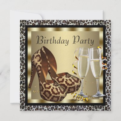 Custom High Heel Shoes on Cocktails High Heel Shoes Womans Leopard Birthday Custom Invitation By