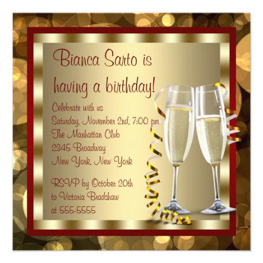Cocktails Red High Heel Shoes Birthday Party Announcements