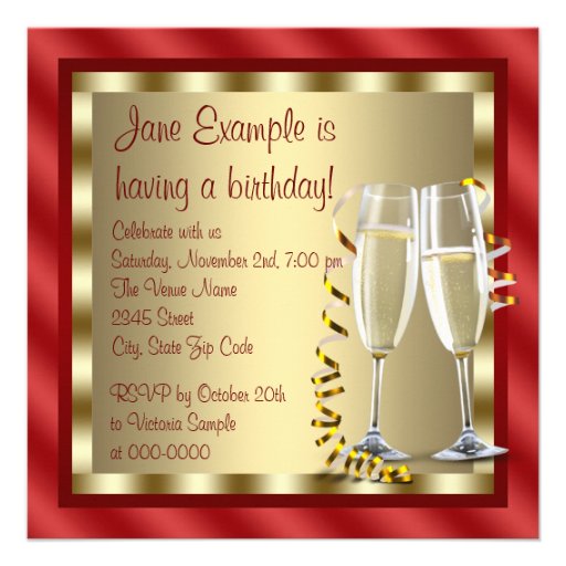 Cocktails Red High Heel Shoes Birthday Party Custom Invitation