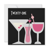 Cocktails Womans 21st Birthday Party Custom Announcement