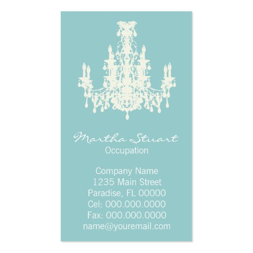 Coco Chandelier ~ CHANGE COLOR Business Card (back side)