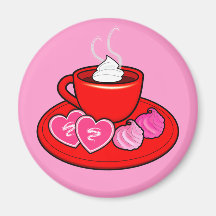 Cocoa and Valentine's Cookies Refrigerator Magnets