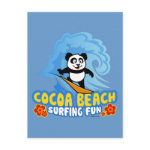 This darling panda bear is too cute! He loves to go surfing on huge waves in Cocoa Beach. What a cute design for anyone who loves surfing in Florida as much as panda does.