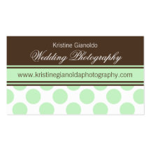 Cocoa Brown and Mint Dots Business Cards