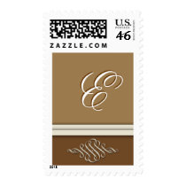 Cocoa brown / chocolate brown - Monogram E postage by aslentz Cocoa brown / chocolate brown - Monogram E postage