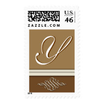 Cocoa brown / chocolate brown - Monogram Y postage by aslentz Cocoa brown / chocolate brown - Monogram Y postage