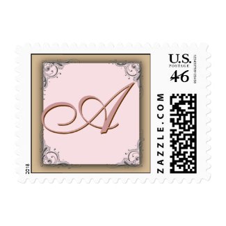 Cocoa pink Monogram Postage stamp