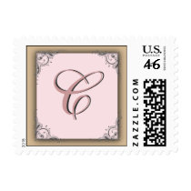 Cocoa pink Monogram Postage - Initial C postage by aslentz Cocoa pink Monogram Postage - Initial C postage