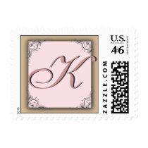 Cocoa pink Monogram Postage  Initial K postage