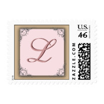 Cocoa pink Monogram Postage  Initial L postage