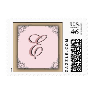 Cocoa pink Monogram Postage - Initial Letter E 

stamp