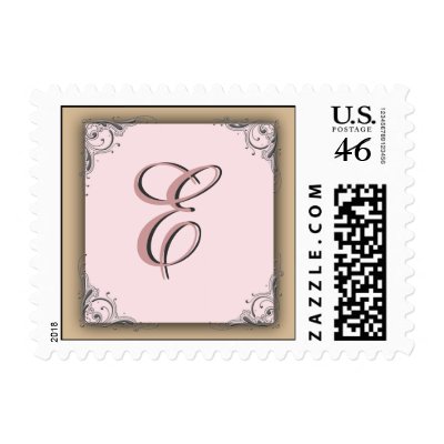 Cocoa pink Monogram Postage - Initial Letter E