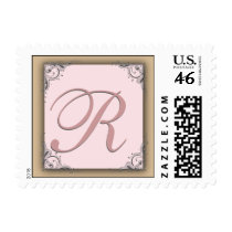 Cocoa pink Monogram Postage Initial R postage by aslentz Cocoa pink Monogram Postage Initial R postage