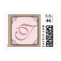 Cocoa pink Monogram Postage Initial T postage by aslentz Cocoa pink Monogram Postage Initial T postage