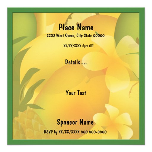 Coconut Drinks Luau Party Invitation