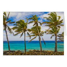 Coconut palm trees (Cocos nucifera) swaying in Greeting Cards