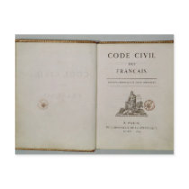 Code Civil, open at the titlepage, 1804 Post Card