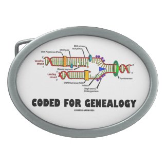 Coded For Genealogy (DNA Replication) Oval Belt Buckles