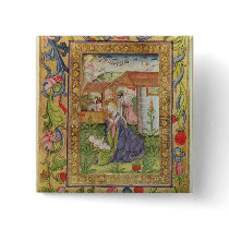 Codex Ser Nov 2599 f. 39v The Birth of Christ Pinback Button
