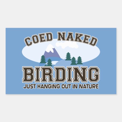 Coed Naked Birding Rectangle Stickers