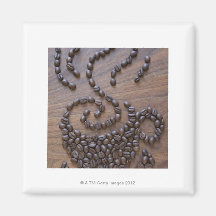 Coffe cup illustrated using coffee beans refrigerator magnet
