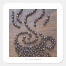 Coffe cup illustrated using coffee beans sticker