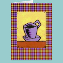 coffe on plaid card cards