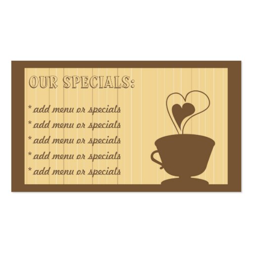 Coffee and Cakes Cafe Business Card (front side)