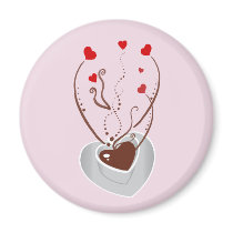 Coffee and Hearts 2 Fridge Magnets