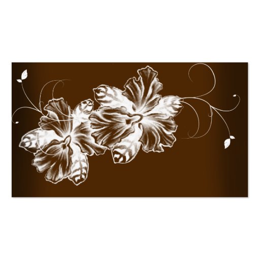 Coffee and White Floral Spray Wedding Place Cards Business Card (back side)