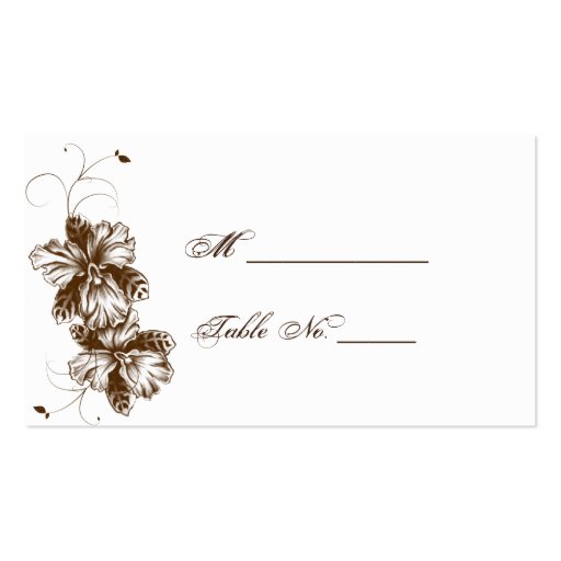 Coffee and White Floral Spray Wedding Place Cards Business Card (front side)