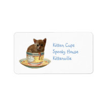 Coffee Anyone? Kitten in a cup address label