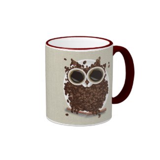 Coffee Bean Owl Ringer Coffee Mug