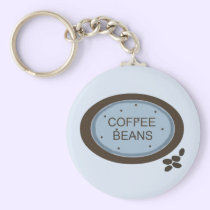 Coffee Bean Sign in Blue and Brown keychains