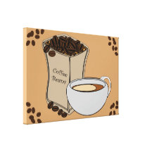 Coffee Beans Coffee Cup Design Canvas Stretched Canvas Print
