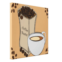 Coffee Beans Coffee Cup Design Canvas Canvas Print