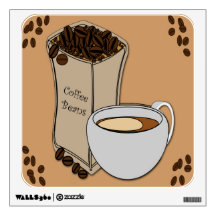 Coffee Beans Coffee Cup Design Wall Decal