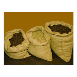 coffee beans in burlap sack