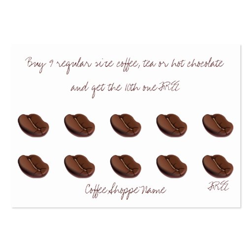 Coffee Beans Shoppe Punch Cards Business Cards (back side)
