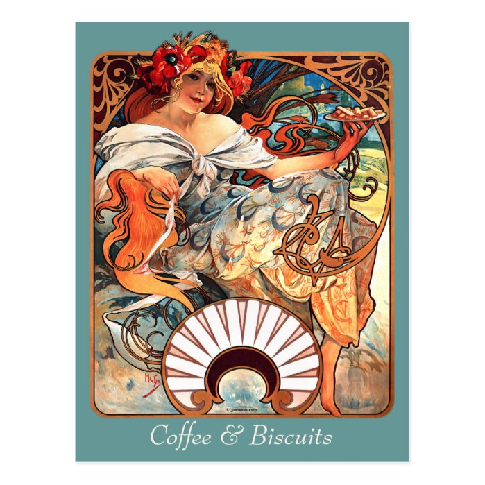 Coffee & Biscuits CC0411 Alphonse Mucha Postcard