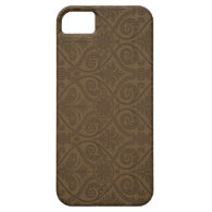 Coffee Brown Damask iPhone 5 Case