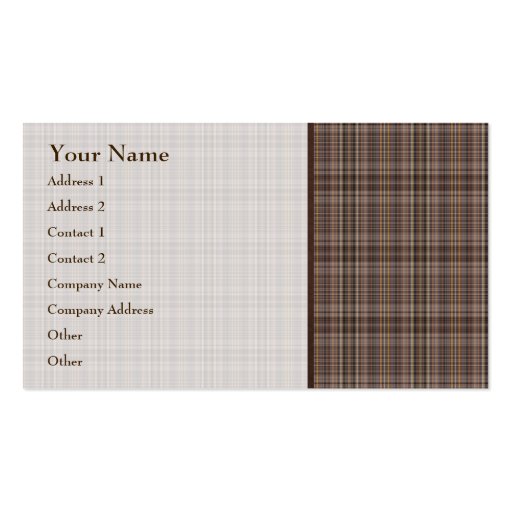 Coffee Brown Plaid Pattern Business Cards