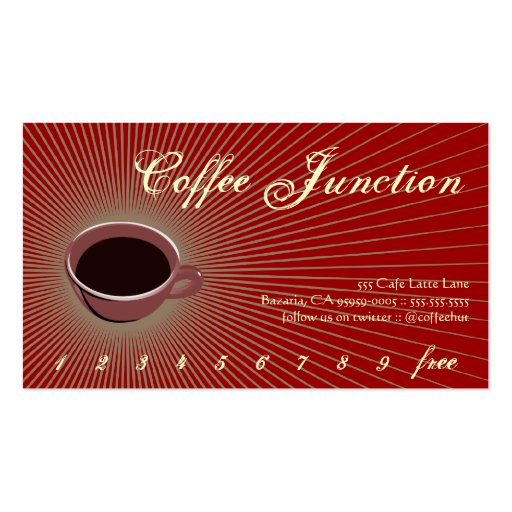 Coffee Burst Drink Punch / Loyalty Card Business Cards