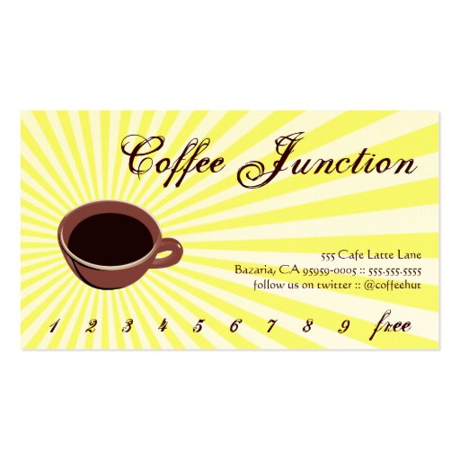 Coffee Burst Drink Punch / Loyalty Card Business Card (front side)