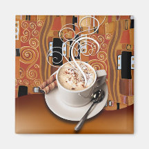 "Coffee Café" by Cheryl Daniels (sienna) Refrigerator Magnets