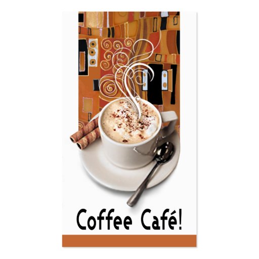 "Coffee Café" Gourmet Coffee, Capuccino, Espresso Business Cards (front side)